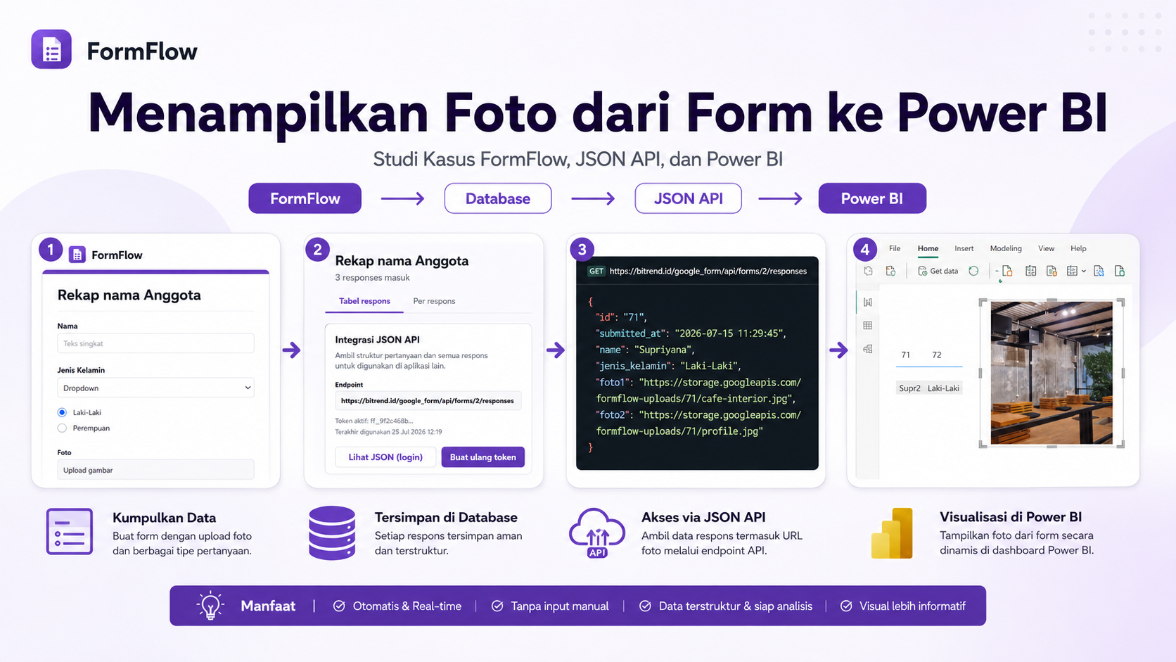 Integrasi formulir dan foto ke Power BI menggunakan database dan JSON API FormFlow
